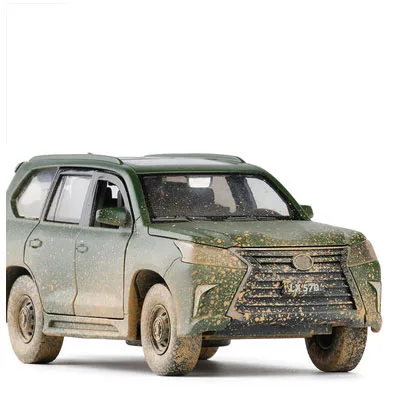 1:32 LEXUS LX570 модель внедорожника из сплава, военный внедорожник, модель автомобиля со звуком, светильник для детей, коллекция подарков