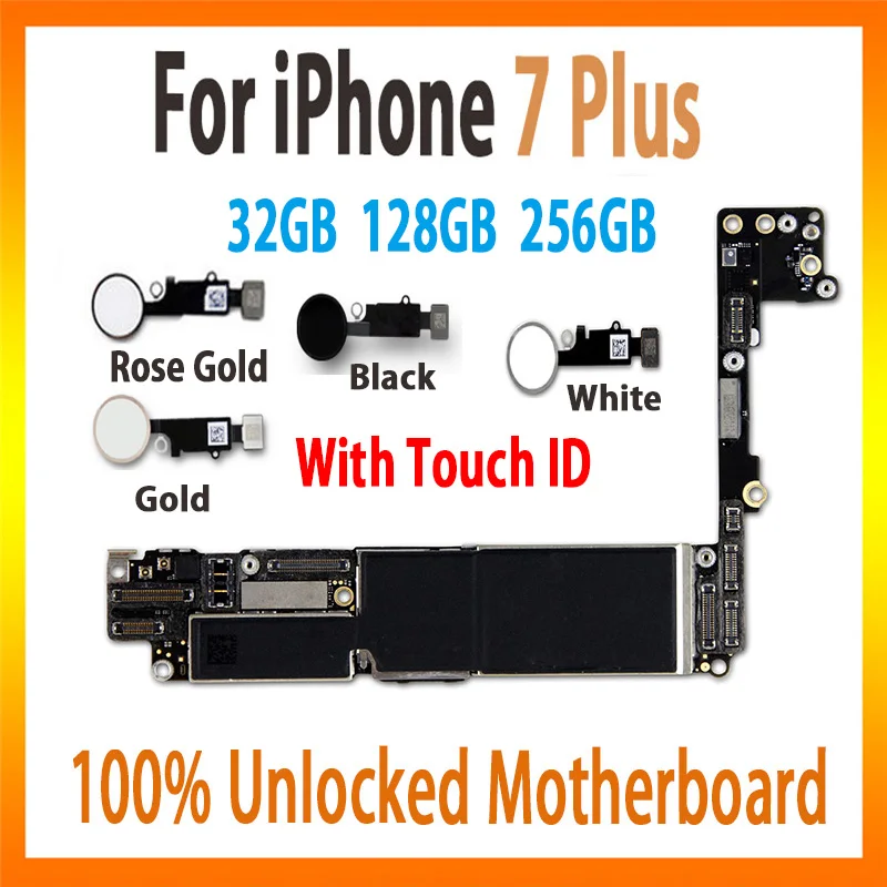 Оригинальная разблокированная материнская плата для iPhone 7P 7 plus с/без Touch ID с полным чипом официальная логическая плата ios