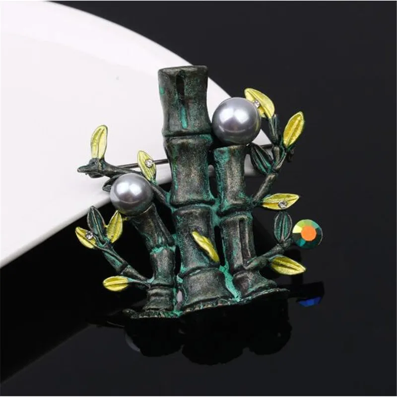 Fashion Vintage Brooch Pin Jewelry 2019 Pearl Pins and Brooches for Women Retro Bamboo Metal Badge Clothes | Украшения и