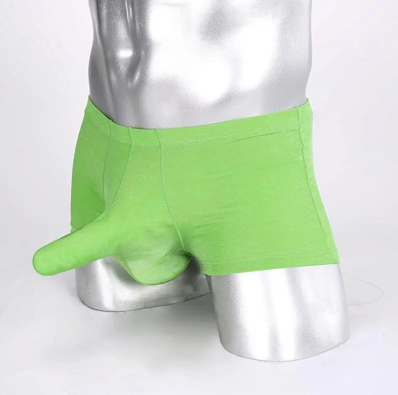 fruit green Мужское нижнее белье со слоном, полиэстер, сексуальные Однотонные трусы, трусы-боксеры дышащие мужские трусы для геев, cueca masculina M-XXL - Цвет: fruit green