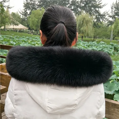 A New fashion Natural Fox fur collar Winter scarf shawl multicolor fox fur collar Scarves Solid warm Women hood fox fur muffler - Цвет: A