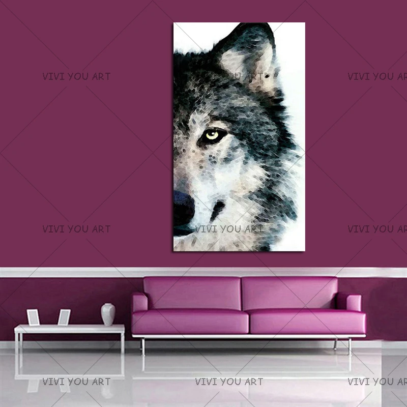 Skilled Painter Hand-painted High Quality Modern Abstract Timber Wolf Oil Painting on Canvas Handmade Lonely | Дом и сад
