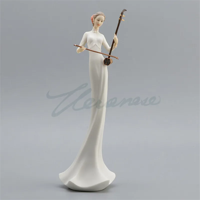 

Modern Resin Girl Statue Erhu Fiddle Women's Band Sculpture Abstract Characters Figurine Chinese Home Decoration R1859