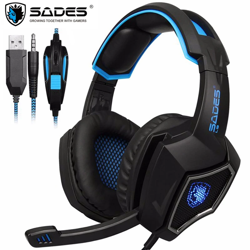 SADES игровая гарнитура Usb настольные наушники для ПК компьютерные 3D стерео