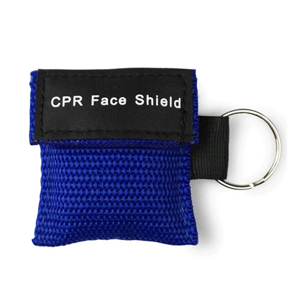 Синий CPR Resuscitator Keychain Emergency Face Shield First Aid Skill Training Breathing Rescue Mask for Health Care Tools 8 Colors - Цвет: Синий