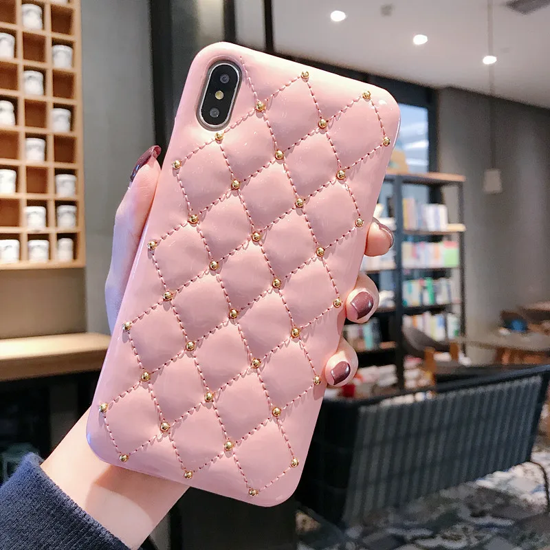 Изделия ручной работы IPhone XS xsmax 8 plus чехол Роскошный чехол для телефона для iPhone7 7plus 6s 6plus мобильный телефон оболочки с заклепками Ms. Обувь из овечьей кожи высокого качества
