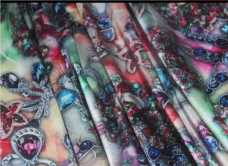 Новый цифровой струйный цветной стрейч-шелковая ткань не образует складок