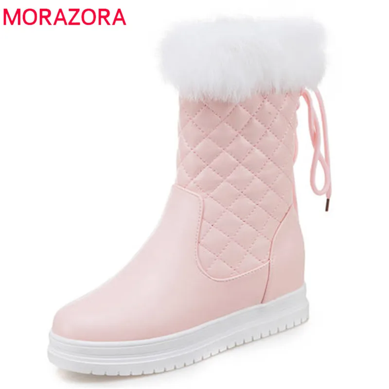 Женские ботинки до середины икры MORAZORA теплые зимние из искусственной кожи