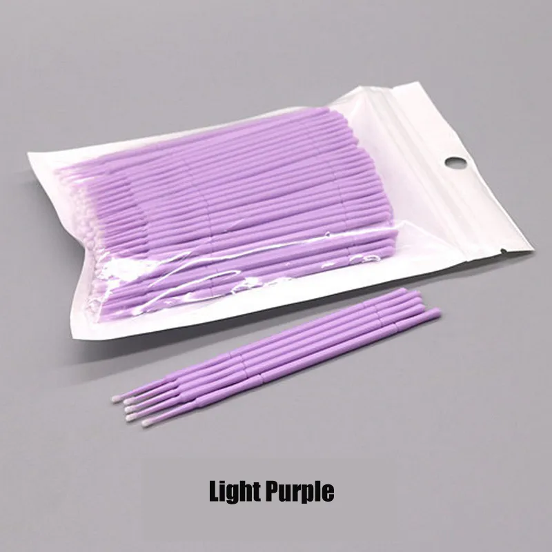Light purple 100 шт./пакет высококачественные одноразовые накладные кисти для наращивания ресниц индивидуальные Аппликаторы тушь для ресниц Инструменты для удаления тампонов - Цвет: Light purple