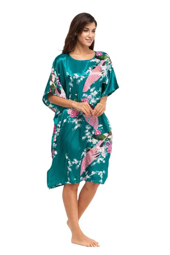 Лидер продаж Драк Зеленый женский халат из искусственного шелка платье