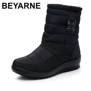 Женские Водонепроницаемые гибкие ботинки с мехом внутри, теплые зимние ботинки размера плюс