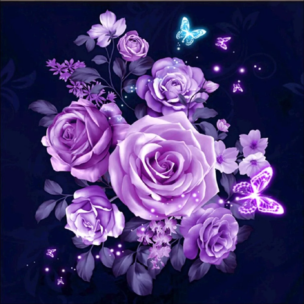 % 5D Diamond Embroidery Flowers butterfly Painting Cross Stitch Kits Rose Square Resin Mosaic Home Decoration | Дом и сад