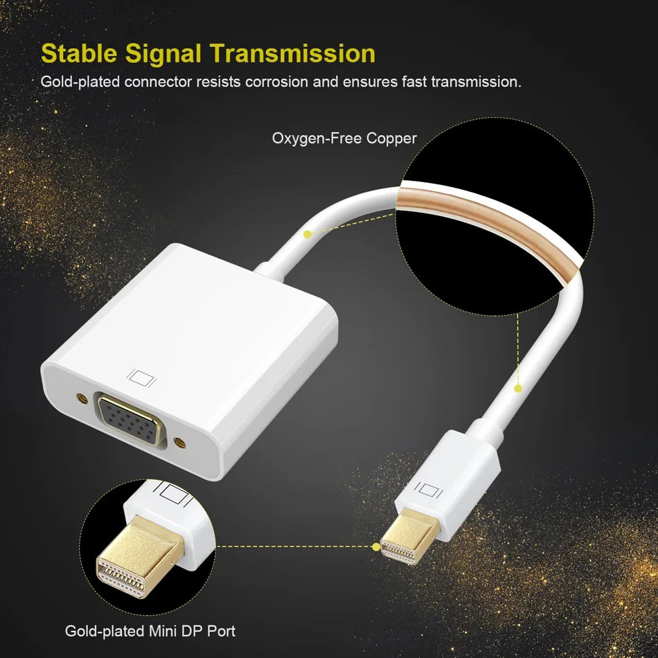 JKING для MacBook Air Pro iMac Mac Mini Thunderbolt мини Дисплей Порты и разъёмы DP To VGA кабель адаптера