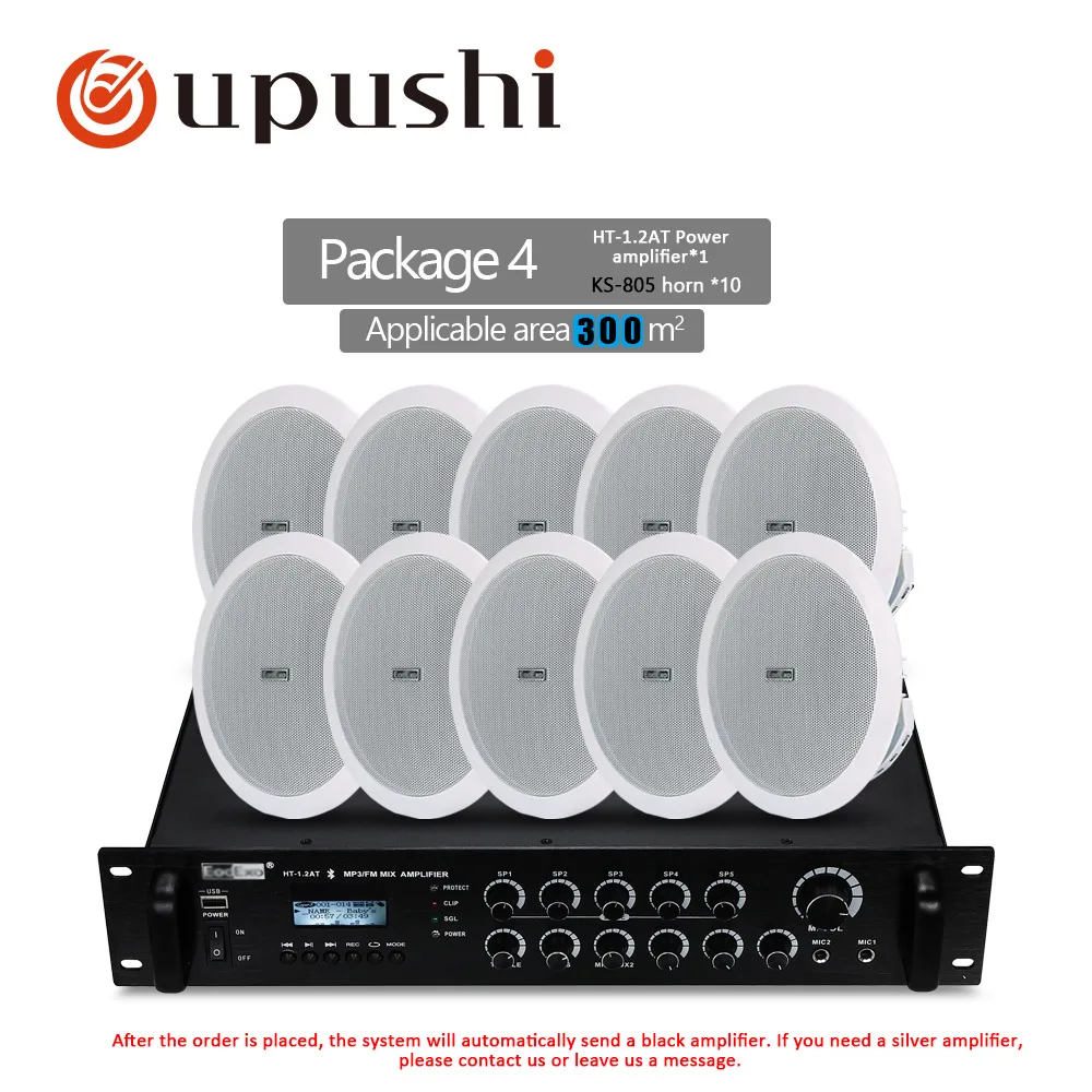 AMP WITH 10 SPEAKERS Усилитель мощности и потолочный динамик посылка HT-1.2AT+ KS805 комплекты 2 канала Bluetooth управления системы общественного адреса - Цвет: AMP WITH 10 SPEAKERS