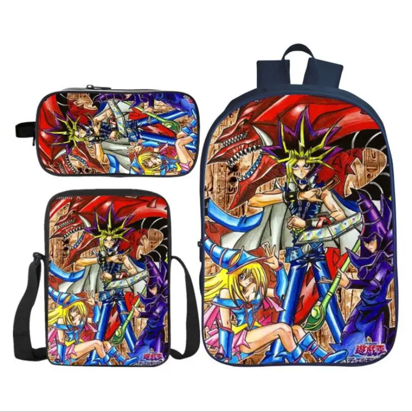 3 шт./компл. модные детские школьные сумки с 3D принтом Yu Gi Oh детский рюкзак