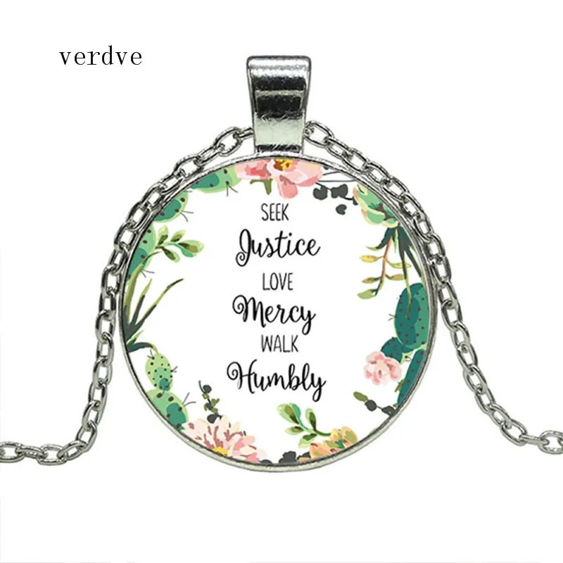 New Seek Justice Love Mercy Walk Humbly подвеска на ожерелье с цитатой из Библии стих ювелирные