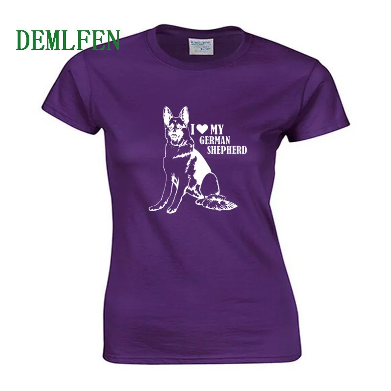 Летняя женская хлопковая футболка с надписью I Love German Shepherd модная короткими