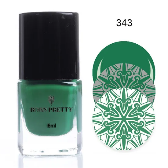 Color 343 BORN PRETTY 6 мл стемпинг ногтей покрытие ногтей Цвет ногтей дизайн пластины печать лак для ногтей маникюрный лак 24 цвета - Цвет: Color 343