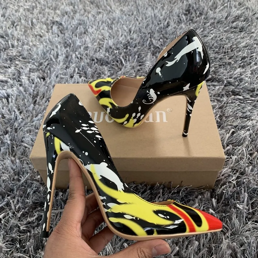 Женские туфли на шпильке 12 см/10 см/8 см женские лодочки из лакированной кожи с