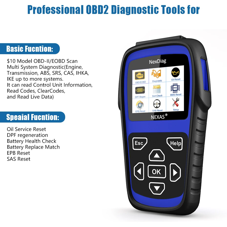 Nexas ND602 OBD2 диагностический инструмент для Jaguar Land Rover ABS SRS подушка безопасности ДПФ