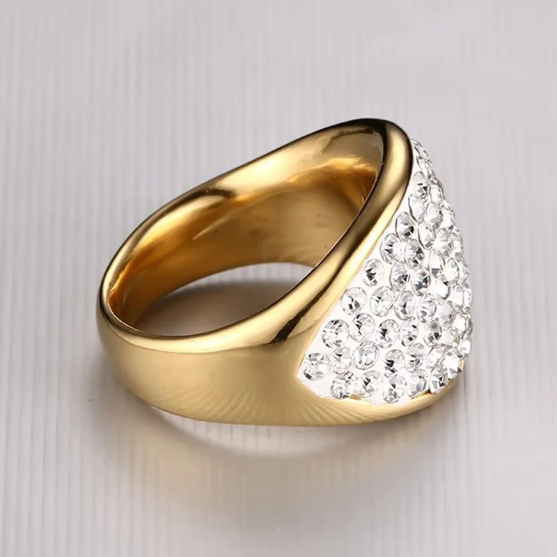 Прозрачный австрийский хрусталь свадьба кольца для женщин с золотой пластиной