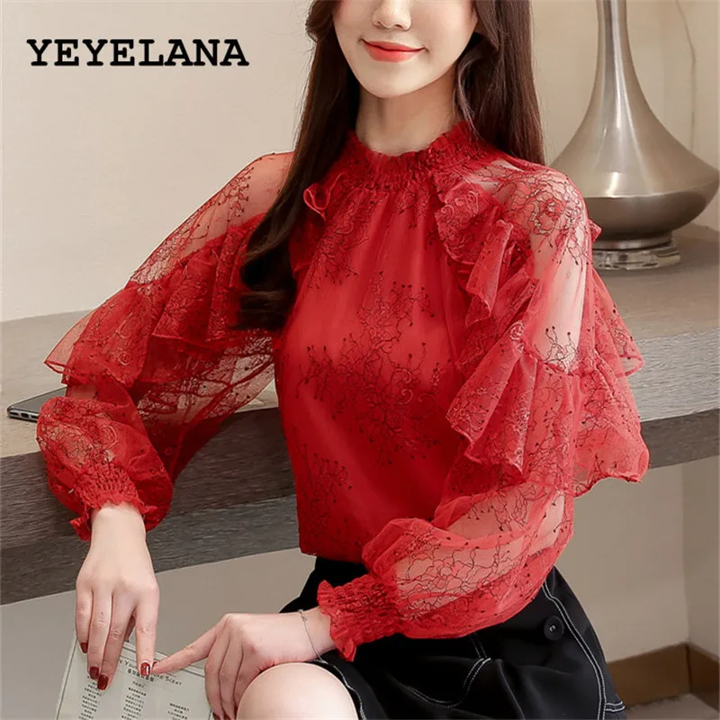 Женская кружевная блузка рубашка 2019 Новые Элегантные повседневные женские топы