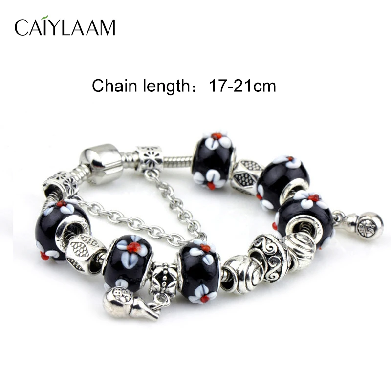 CAIYLAAM черные круглые бусины браслеты для женщин стеклянный бисер с большими