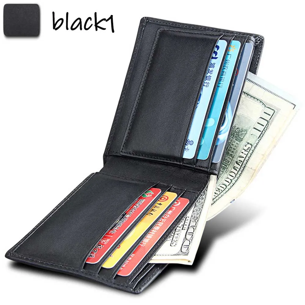 Мужские кошельки из натуральной кожи RFID короткий карман для карт зажим денег