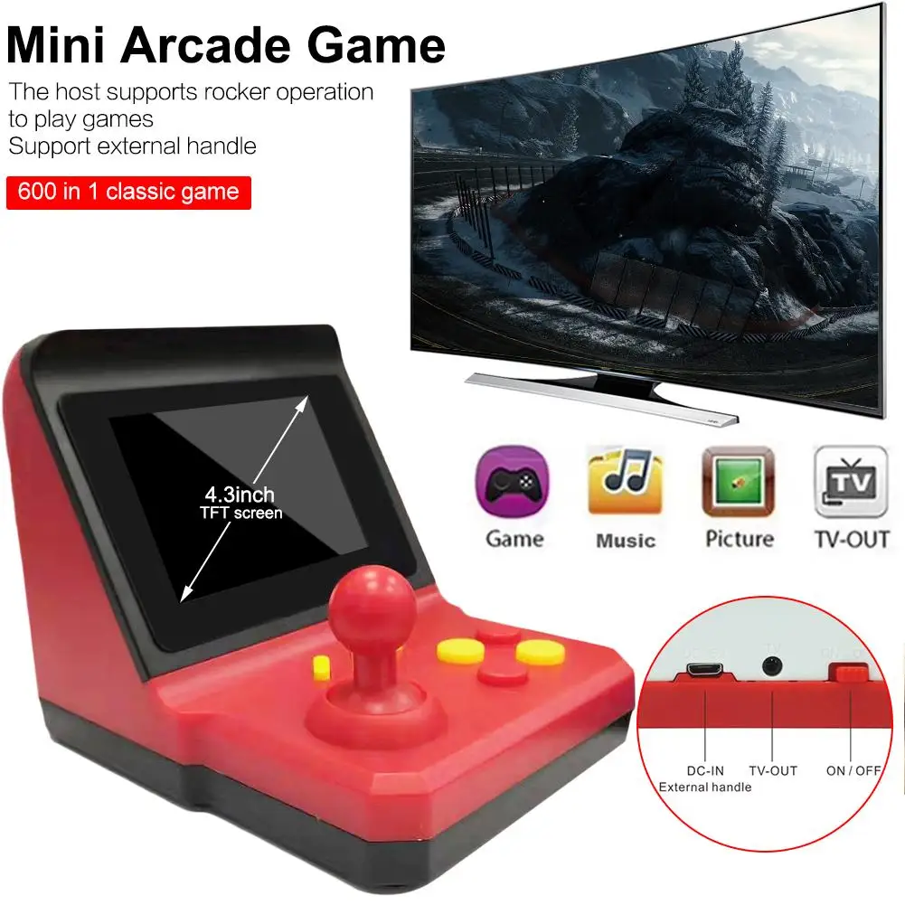 Ретро Мини Аркада FC ручная SUP Rocker игровая консоль 600 игр 8BIT машина для ладони