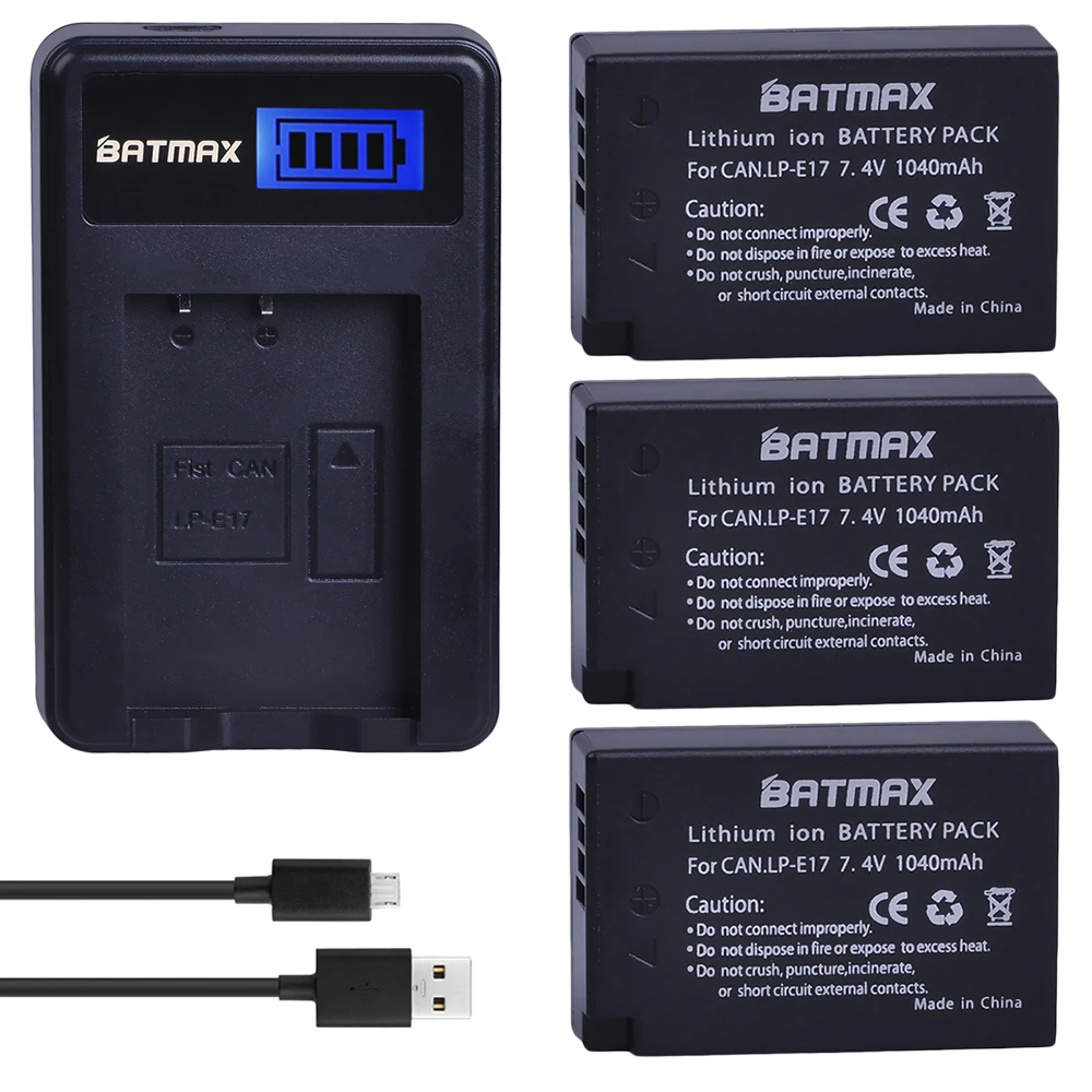 Аккумулятор для Фотоаппарата Canon EOS M3 M5 M6 Rebel T6i T6s T7i 750D 760D 8000D 77D, 1040 мАч, 3 шт.