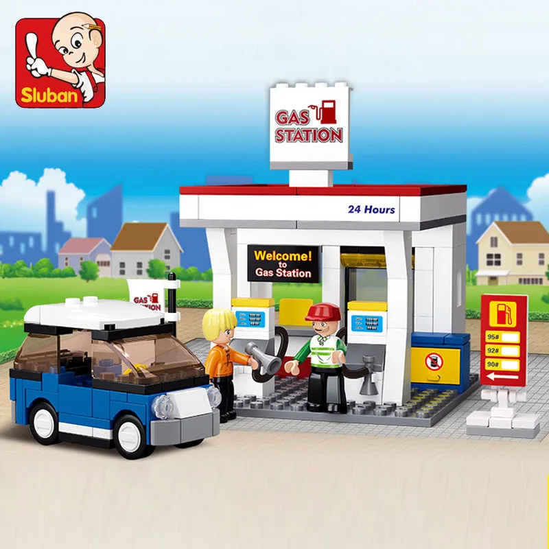 Конструктор Sluban City Town заправочная станция 167 шт. Обучающие кирпичи игрушка для