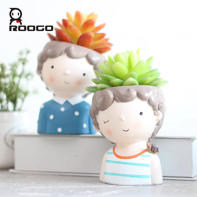 Roogo кудрявый мальчик цветочный горшок современный домашний сад кактус