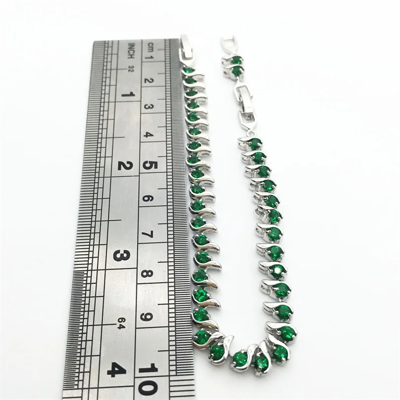 

AAA Green Oval Cubic Zirconia Charm Bracelet white Gold Color Colorful Zircon Strand Bracelets pulseira ouro