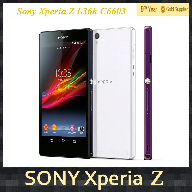 L36h разблокированный оригинальный телефон sony Xperia Z L36i C6603 Android четырехъядерный 2G ram