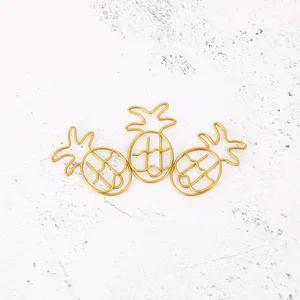 4 шт.упак. Зажимы для бумаги в форме ананаса, золотистые зажимы для бумаги, металлический зажим для закладок для организации фотографий, H0290