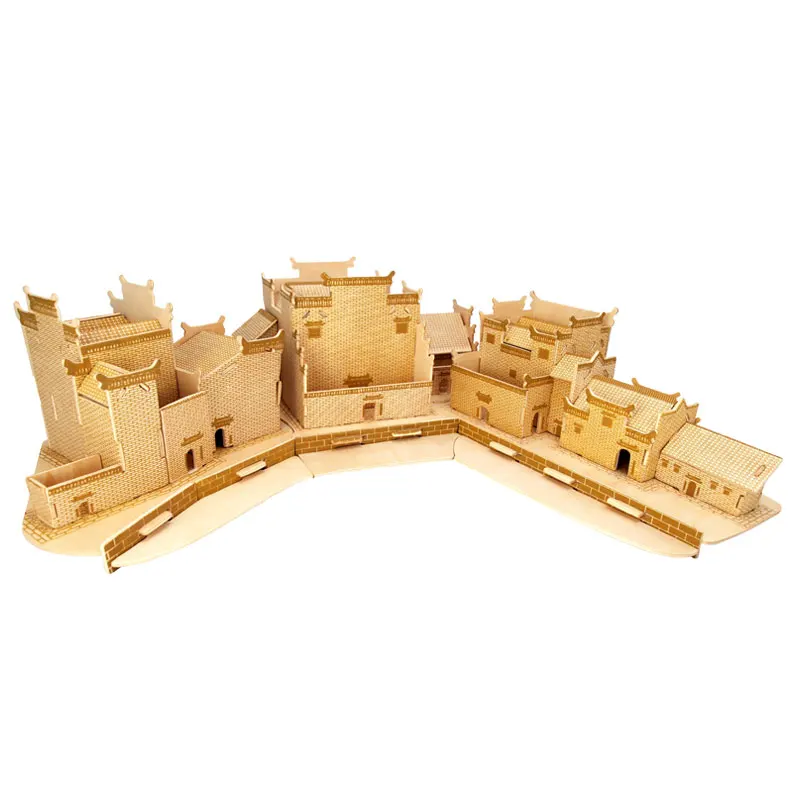 3D puzzle wooden building model kid toy game wood wild China Anhui house huizhou style residences world's great architecture 1pc | Игрушки