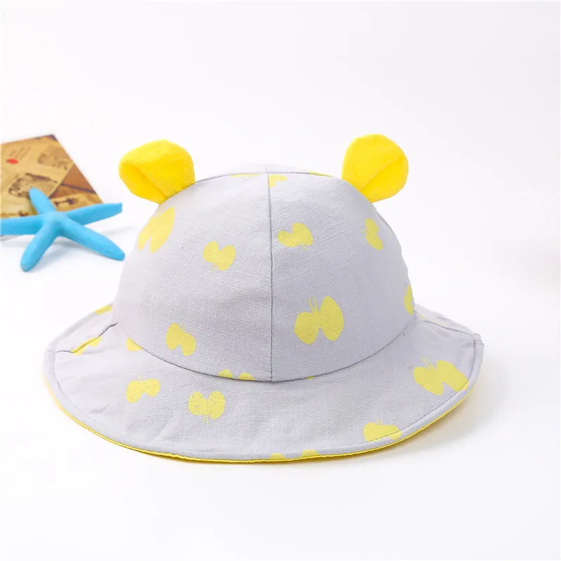 style 2 yellow Хлопковая детская панамка с широкими полями, милая детская летняя кепка с козырьком от солнца для маленьких девочек и мальчиков, Пляжные шапки для младенцев, enfant - Цвет: style 2 yellow