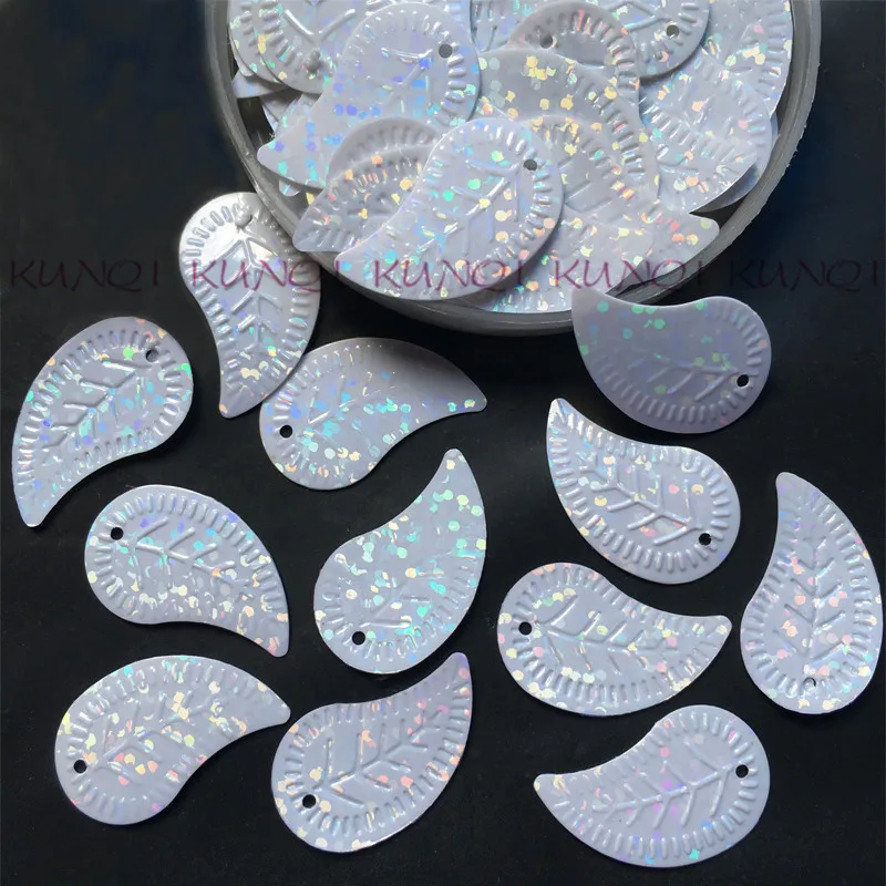 New 15*25mm Laser White Leaves Loose Sequins Paillettes Sewing Wedding crafts Women Kids DIY Garment Accessory | Дом и сад