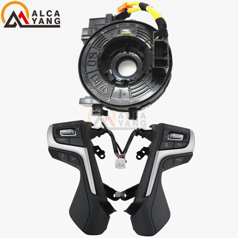 1 Set Black Черные кнопки управления рулем с кабелями для Toyota Land Cruiser Prado кнопки для стайлинга автомобилей - Цвет: 1 Set Black