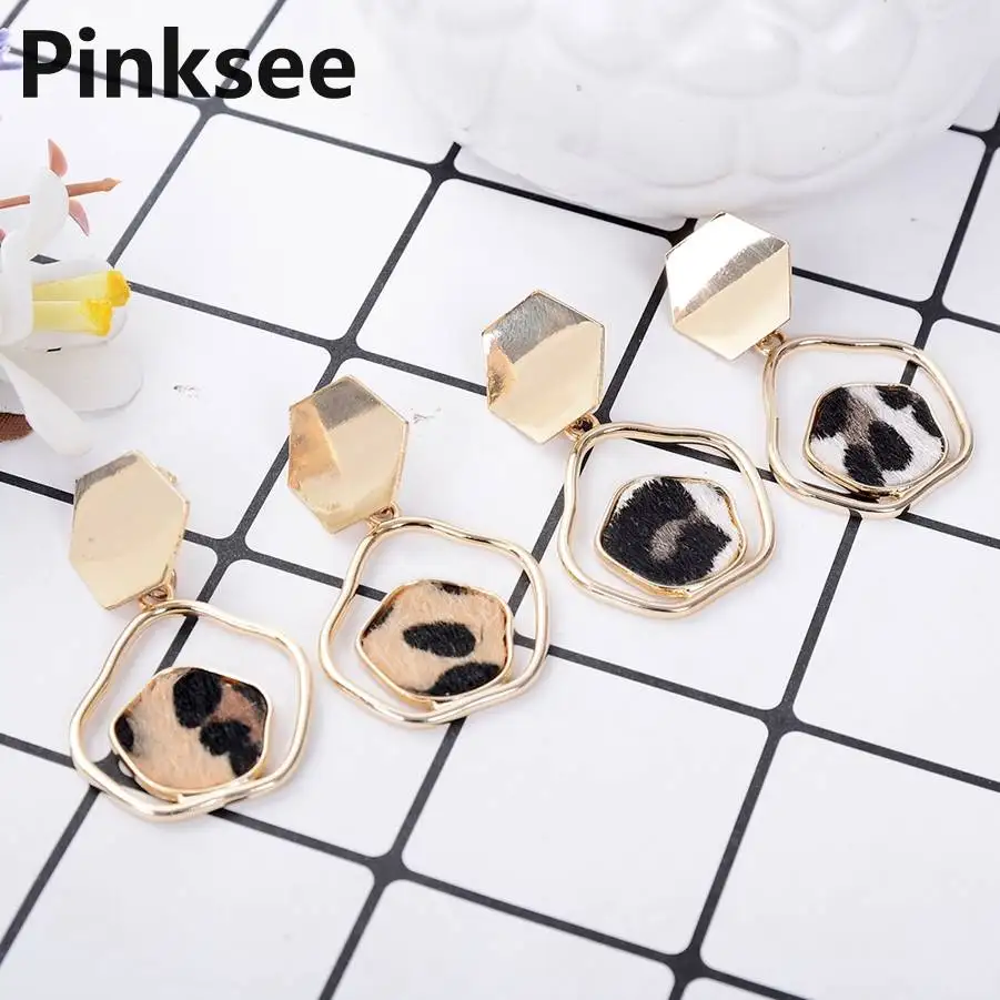 New 2019 Vintage Leopard Earrings Jewelry Gold Alloy Irregular graphic Sequin Statement for Women Bijoux | Украшения и аксессуары