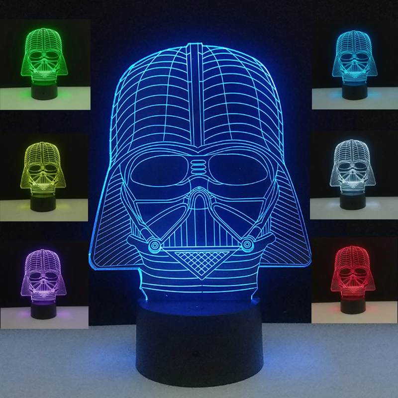 Звездные светодио дный войны герой LED 3D ночные светильники Настольная лампа 7