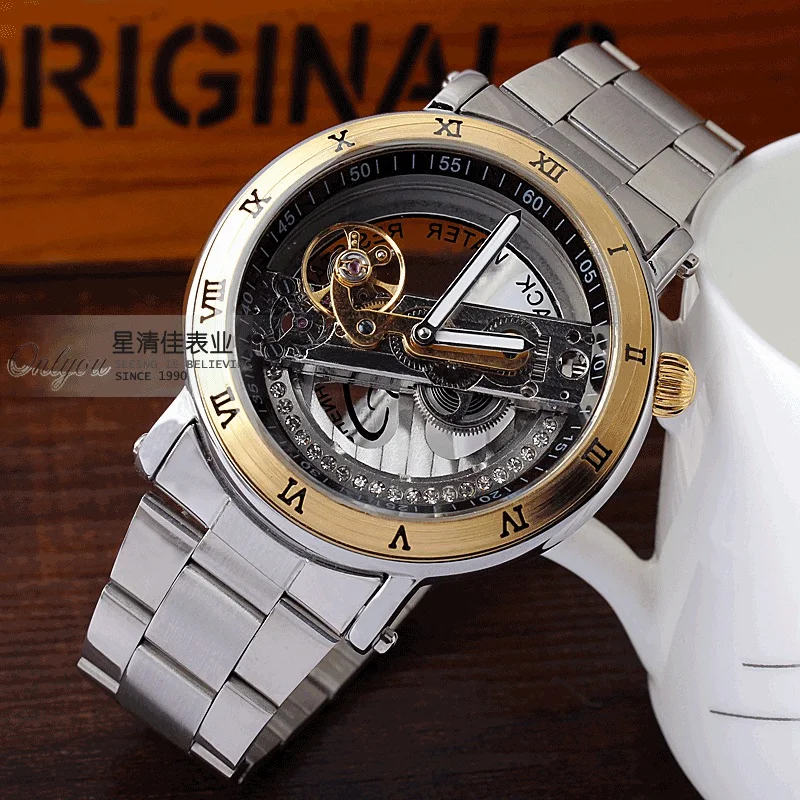 Часы мужские механические прозрачные из нержавеющей стали|steel watch bracelet|steel wrist