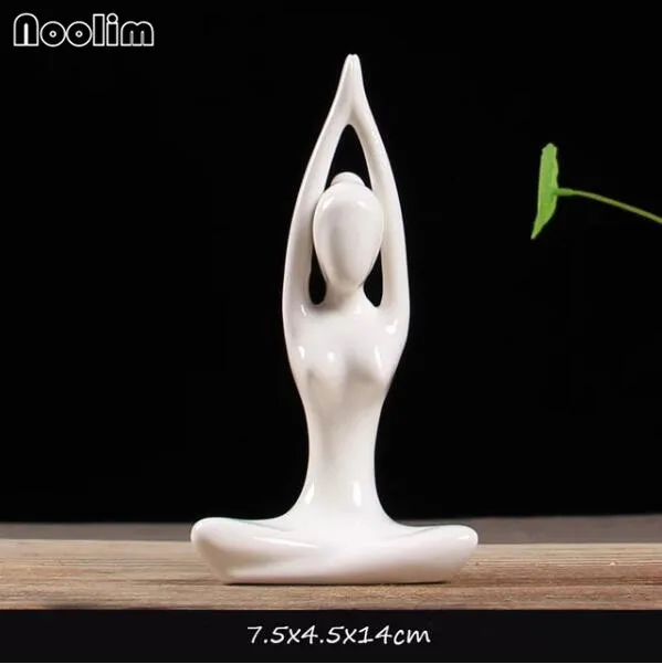 Yoga 01 NOOLIM креативный домашний Декор Керамическая йога девушка курильница с обратным потоком благовония конусы горелки полотенце ладан держатель использовать в офисе Teaho - Цвет: Yoga 01
