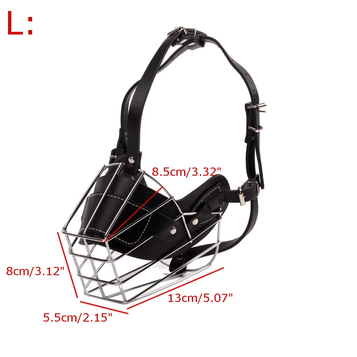 Stainless Steel Dogs Muzzle Metal Wire Basket Design Anti-biting Masks for Medium and Large Dogs Breathable Leather Safety Mask