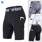 Мужские Компрессионные шорты для бега с карманами спортивные мужские тренажерный зал для обучения фитнесу Короткие штаны быстросохнущие беговые шорты эластичные колготки