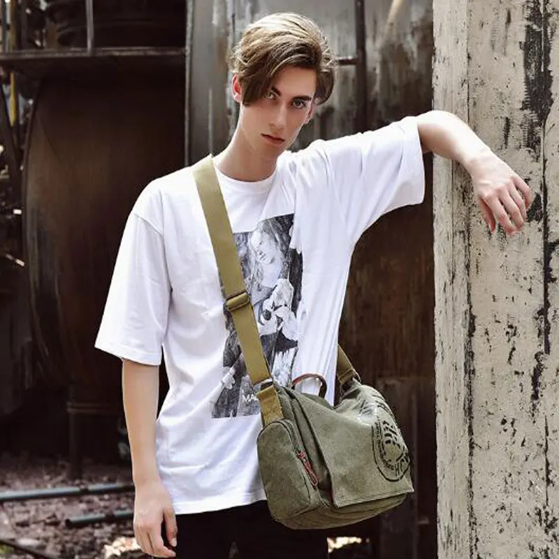 Холщовая Сумка на плечо вместительная мужская сумка сумка-мессенджер портфель с