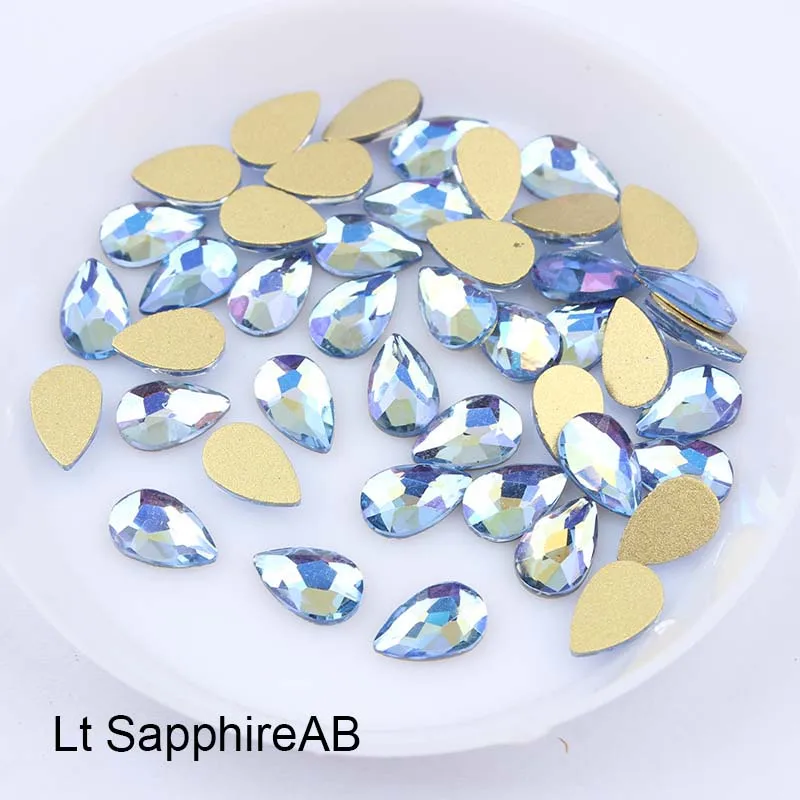 Lt Sapphire AB Модный стиль 3D ногтей Стразы 5X8 мм Капля Flatback Стекло кристаллы Применение для ногтей DIY украшения Стразы - Цвет: Lt Sapphire AB