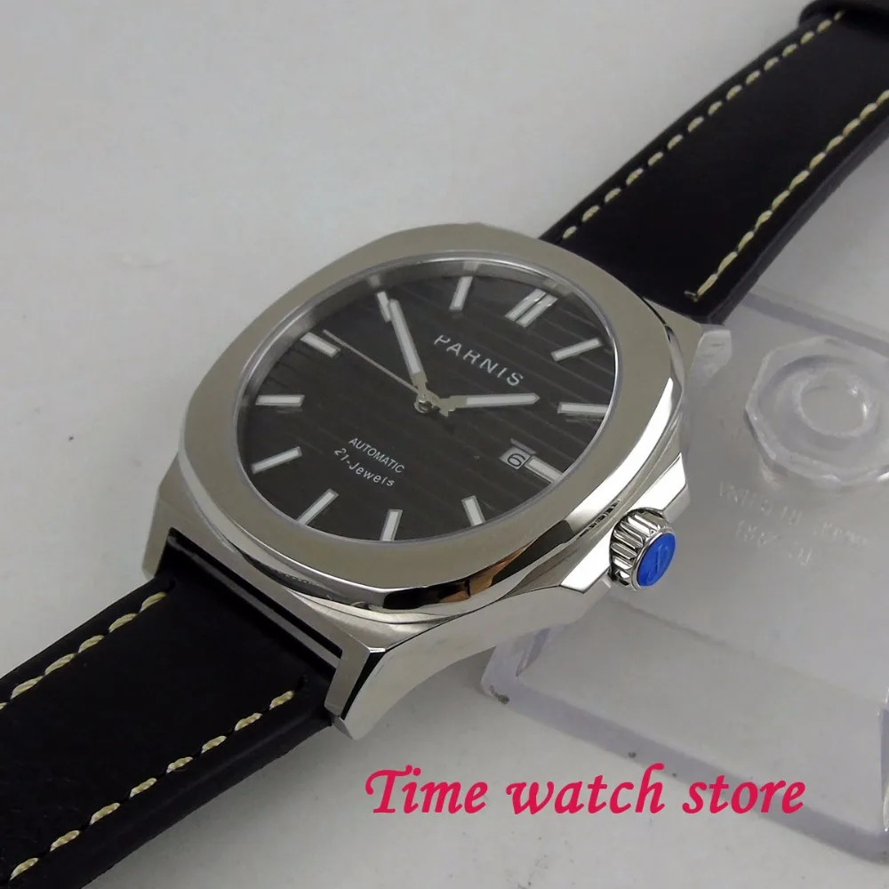 Мужские Водонепроницаемые механические часы с квадратным кожаным ремешком и