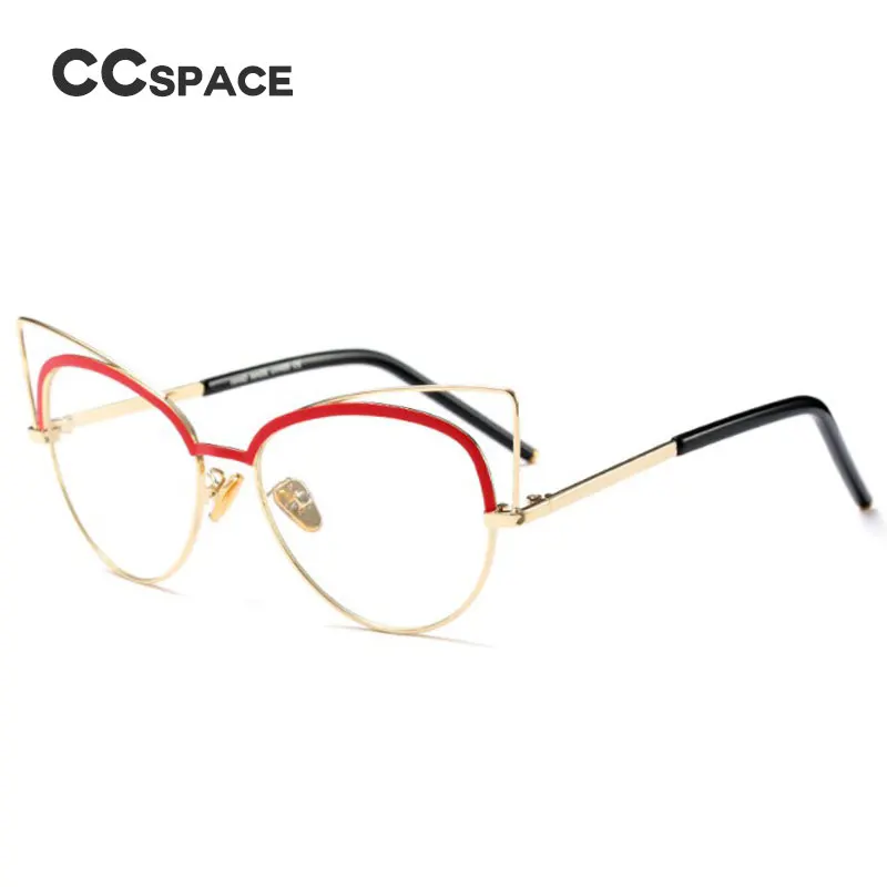 CCSPACE женские очки кошачий глаз оправа металл пилот цветное покрытие для бровей