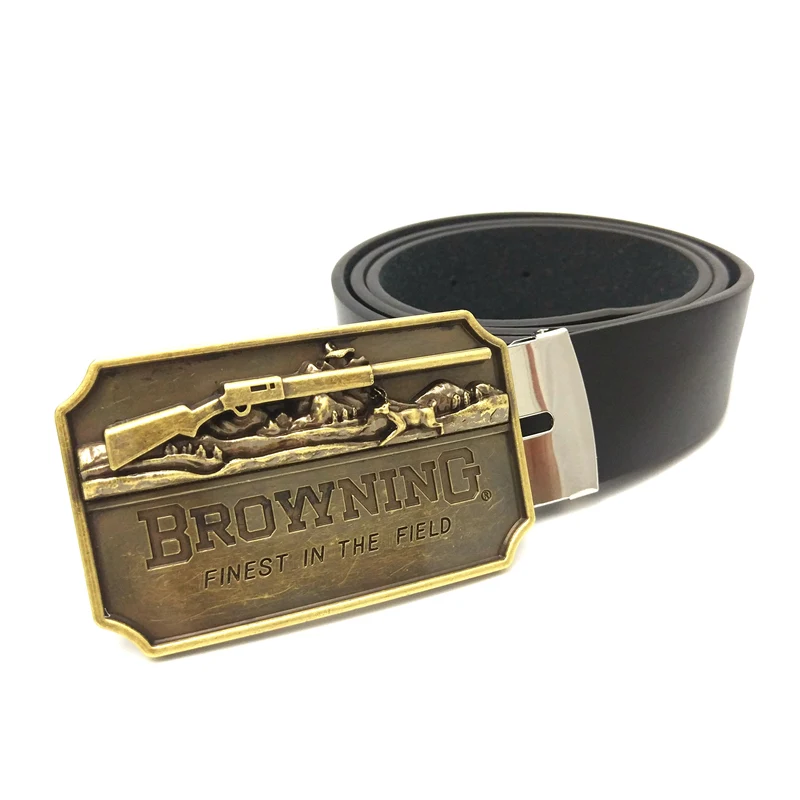 fashion men belt Black Pu leather with hunting browning shotgun metal buckle male accessories | Аксессуары для одежды